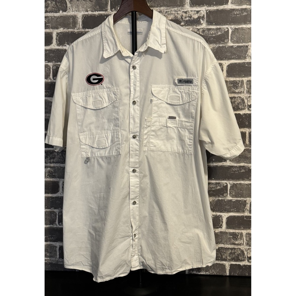 Georgia Bulldogs Columbia Fishing Shirt Mens XL White